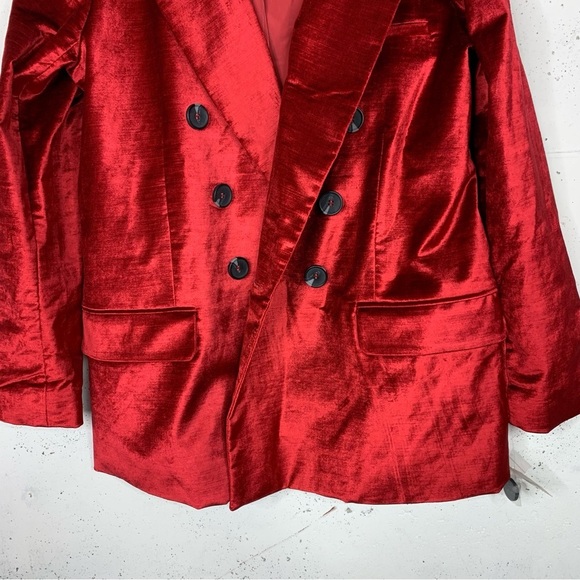 Free People Ashby Velour Celvet Red Oversize Byttin Blazer Jacket NWT Size M - Picture 3 of 10
